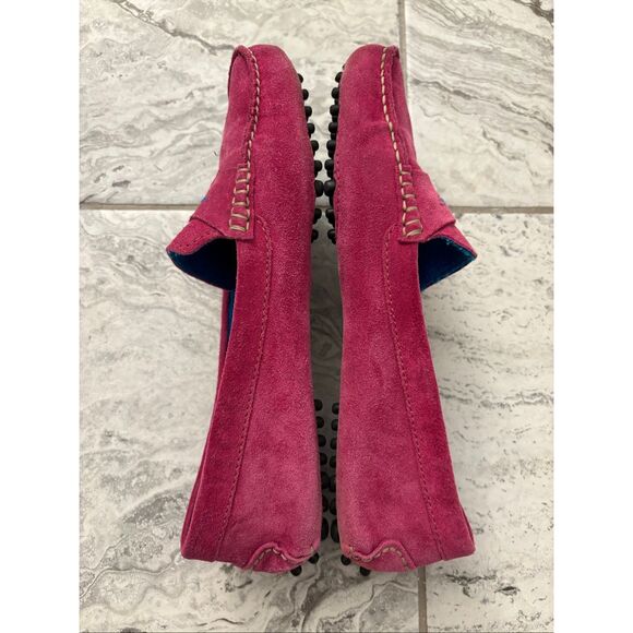 Manolo Blahnik Hot Pink & Blue Suede Driving Loafers, $995 Sz 38 - Picture 4 of 5